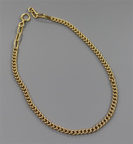 An 18ct gold curb link chain, 40cm.